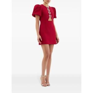 nwt Rebecca Vallance Akari Puff Sleeve Mini Red Star Dress US 4